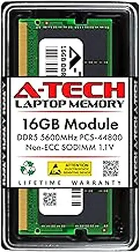 A-Tech 16GB DDR5 5600MHz PC5-44800 CL46 SODIMM 1.1V Non-ECC Unbuffered SO-DIMM 262-Pin Laptop Computer RAM Memory Upgrade Module