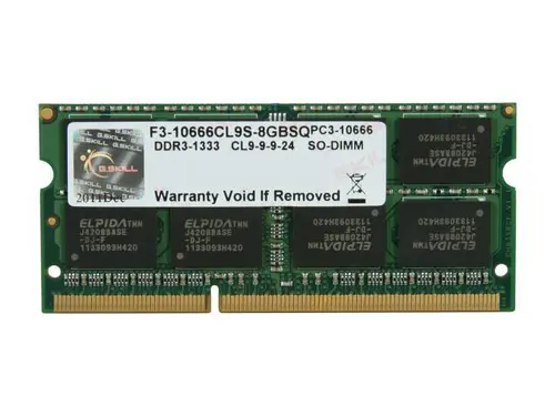 G. SKILL 8GB 204-Pin DDR3 SO-DIMM DDR3 1333 (PC3 10666) Laptop Memory Model F3-10666CL9S-8GBSQ