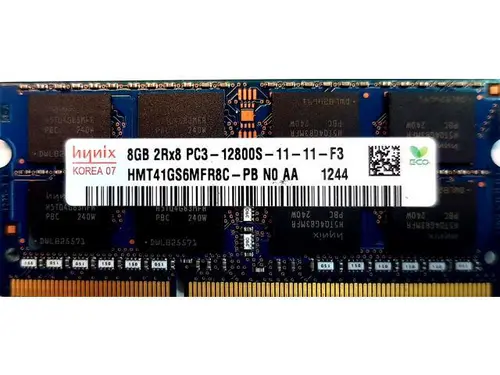 HYNIX 8GB PC3-12800 DDR3-1600MHZ NON-ECC UNBUFFERED CL11 204-PIN SODIMM DUAL RANK OEM NOTEBOOK MEMORY HMT41GS6MFR8C-PB
