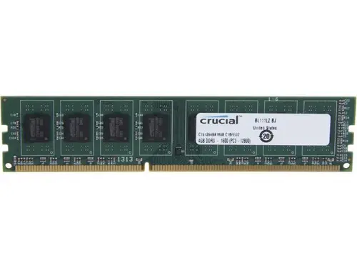 Crucial 4GB DDR3 1600 (PC3 12800) Desktop Memory Model CT51264BA160B