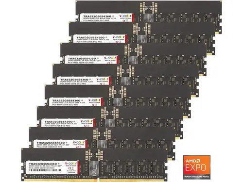 V-COLOR DDR5 256GB (32GBx8) 5600MHz CL36 2Rx8 OC R-DIMM (Overclocking ECC Registered DIMM) 1.25V Memory Ram for WRX90 Workstation (AMD EXPO)...