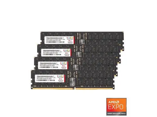 V-COLOR DDR5 384GB (96GBx4) 6000MHz CL34 6Gx4 2Rx4 OC R-DIMM (Overclocking ECC Registered DIMM) 1.4V Memory Ram for TRX50 Workstation (AMD EXPO)...
