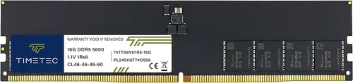 Timetec 16GB DDR5 5600MHz PC5-44800 Unbuffered Non-ECC 1.1V CL46 1Rx8 Sinlge Rank 288 Pin UDIMM Desktop Memory RAM Module Upgrade