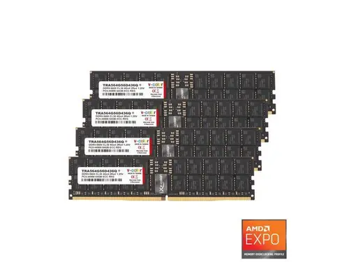V-Color DDR5 256GB (64GBx4) 5600MHz CL36 8Gx4 2Rx4 OC R-DIMM (Overclocking ECC Registered DIMM) 1.25V Memory Ram for TRX50 Workstation (AMD Expo)...