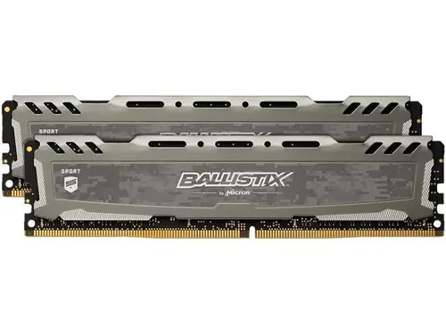 Ballistix Sport LT 16GB Kit (8GBx2) DDR4 2666 MT/s (PC4-21300) DR x8 DIMM 288-Pin - BLS2K8G4D26BFSB (Gray)