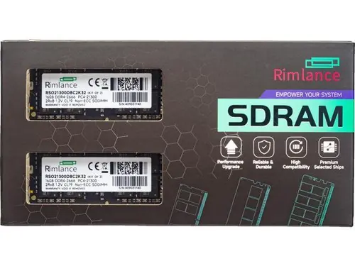 Rimlance 32GB (2X16GB) 1.2V DDR4 2666MHZ PC4-21300 SODIMM 2RX8 Laptop Memory