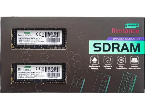 Rimlance 32GB (2X16GB) 1.2V DDR4 2133MHZ PC4-17000 SODIMM 2RX8 Laptop Memory