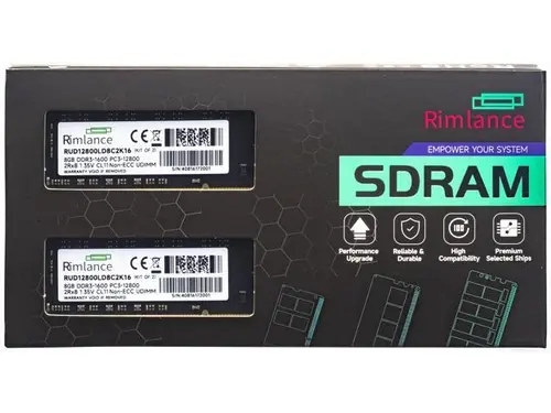Rimlance 16GB (2X8GB) 1.35V DDR3 1600MHZ PC3-12800 UDIMM 2RX8