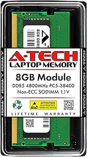 A-Tech 8GB DDR5 4800MHz PC5-38400 CL40 SODIMM 1.1V Non-ECC Unbuffered SO-DIMM 262-Pin Laptop Computer RAM Memory Upgrade Module