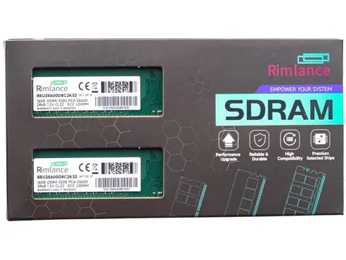 Rimlance 32GB (2X16GB) 1.2V DDR4 3200MHz PC4-25600 ECC UDIMM 2RX8