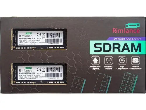 Rimlance 8GB (2X4GB) 1.5V DDR3 1600MHz PC3-12800 SODIMM 1RX8