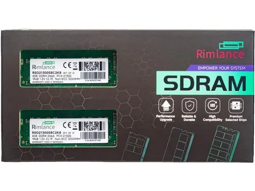 Rimlance 8GB (2X4GB) 1.2V DDR4 2666MHz PC4-21300 SODIMM 1RX8