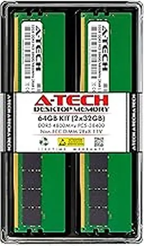 A-Tech 64GB Kit (2x32GB) DDR5 4800MHz PC5-38400 CL40 UDIMM 2Rx8 Dual Rank 1.1V Non-ECC Unbuffered DIMM 288-Pin Desktop PC/Computer RAM Memory Upgrade Modules