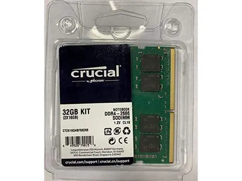 Crucial - DDR4 - kit - 32 GB: 2 x 16 GB - SO-DIMM 260-pin - 2666 MHz / PC4-21300 - CL19 - 1.2 V - unbuffered - non-ECC