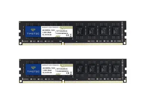 Timetec 8GB KIT (2x4GB) DDR3 / DDR3L 1333MHz PC3-10600 Non ECC Unbuffered 1.5V / 1.35V CL9 Dual Rank for Dell Optiplex 780 DT/MT/SFF Memory Ram...