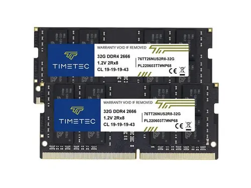 Timetec 64GB KIT (2x32GB) DDR4 2666MHz (PC4-2666V) PC4-21300 SODIMM Laptop RAM 260-Pin 1.2V CL19 Non-ECC Unbuffered Memory Module for Laptop,...
