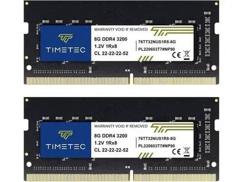 Timetec 16GB KIT (2x8GB) DDR4 3200MHz (PC4-3200AA) PC4-25600 SODIMM Laptop RAM 260-Pin 1.2V CL22 Non-ECC Unbuffered Memory Module for Laptop,...