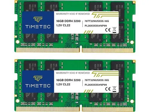 Timetec 32GB KIT (2x16GB) DDR4 3200MHz (PC4-3200AA) PC4-25600 SODIMM Laptop RAM 260-Pin 1.2V CL22 Non-ECC Unbuffered Memory Module for Laptop,...