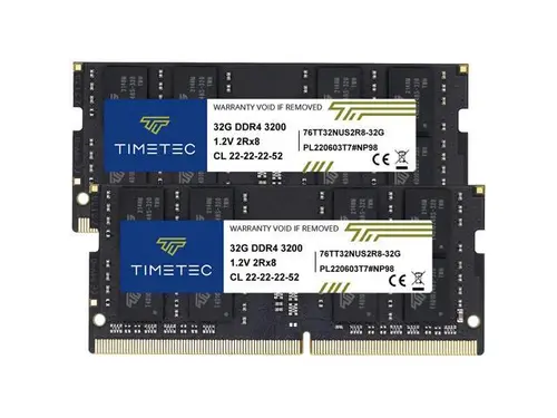 Timetec 64GB KIT(2x32GB) DDR4 3200MHz PC4-25600 Non-ECC Unbuffered 1.2V CL22 2Rx8 Dual Rank 260 Pin SODIMM Compatible with AMD and Intel Gaming...