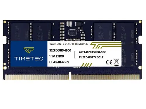 Timetec 32GB DDR5 4800MHz PC5-38400 Unbuffered Non-ECC 1.1V CL40 2Rx8 Dual Rank 262Pin SODIMM Laptop Memory RAM Module Upgrade (32GB)