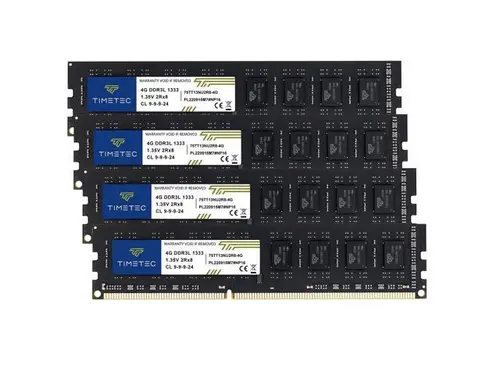 Timetec 16GB KIT(4x4GB) DDR3 / DDR3L 1333MHz PC3-10600 Non-ECC Unbuffered 1.5V / 1.35V CL9 2Rx8 Low Density Dual Rank 240 Pin UDIMM Desktop PC...