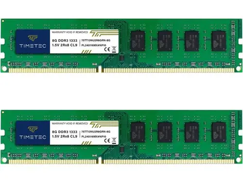 Timetec 16GB KIT(2x8GB) DDR3 1333MHz PC3-10600 Non-ECC Unbuffered 1.5V CL9 2Rx8 Dual Rank 240 Pin UDIMM PC Desktop Computer Memory RAM Module...