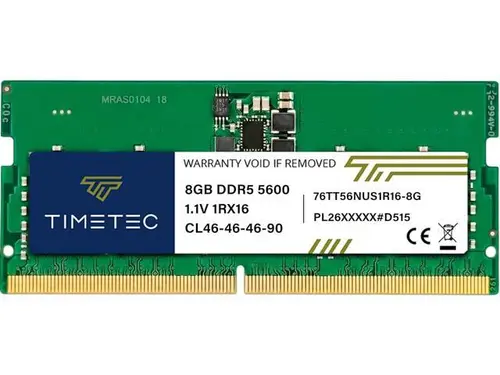 Timetec 8GB DDR5 5600MHz PC5-44800 Unbuffered Non-ECC 1.1V CL46 1Rx16 Single Rank 262Pin SODIMM Laptop Memory RAM Module Upgrade