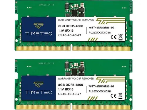 Timetec 16GB KIT(2x8GB) DDR5 4800MHz PC5-38400 Unbuffered Non-ECC 1.1V CL40 1Rx16 Single Rank 262 Pin SODIMM Laptop Memory RAM Module Upgrade (16GB...