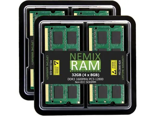 NEMIX RAM 32GB (4X8GB) DDR3 1600MHZ PC3-12800 2Rx8 1.35V 204-PIN Non-ECC SODIMM KIT Compatible with Apple iMac Retina 27' Late 2014 & Mid 2015