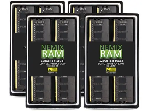 NEMIX RAM 128GB (8X16GB) DDR4 2133MHZ PC4-17000 2Rx8 1.2V 288-PIN ECC UDIMM Unbuffered Memory KIT