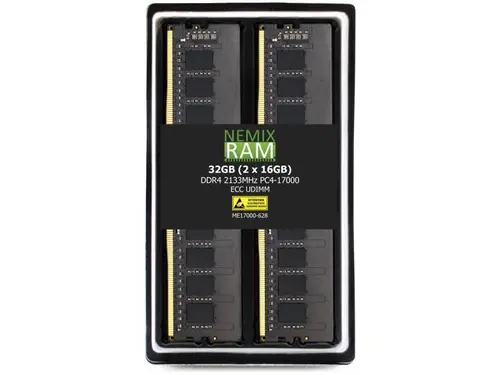 NEMIX RAM 32GB (2X16GB) DDR4 2133MHZ PC4-17000 2Rx8 1.2V 288-PIN ECC UDIMM Unbuffered Memory KIT