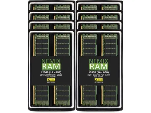 NEMIX RAM 128GB (16X8GB) DDR4 2666MHZ PC4-21300 2Rx8 1.2V 288-PIN ECC RDIMM Registered Server Memory KIT