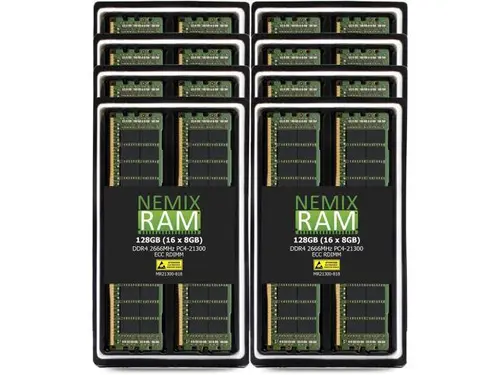NEMIX RAM 128GB (16X8GB) DDR4 2666MHZ PC4-21300 1Rx8 1.2V 288-PIN ECC RDIMM Registered Server Memory KIT