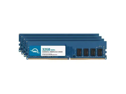 OWC 128GB (4x32GB) DDR4 3200 PC4-25600 CL22 2Rx8 288-pin 1.2V ECC Unbuffered UDIMM Memory RAM Module Upgrade Kit Compatible with PowerEdge Tower...