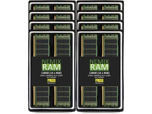 NEMIX RAM 128GB (16X8GB) DDR4 2400MHZ PC4-19200 1Rx4 1.2V 288-PIN ECC RDIMM Registered Server Memory KIT