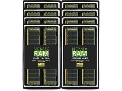 NEMIX RAM 128GB (16X8GB) DDR4 2400MHZ PC4-19200 2Rx8 1.2V 288-PIN ECC RDIMM Registered Server Memory KIT