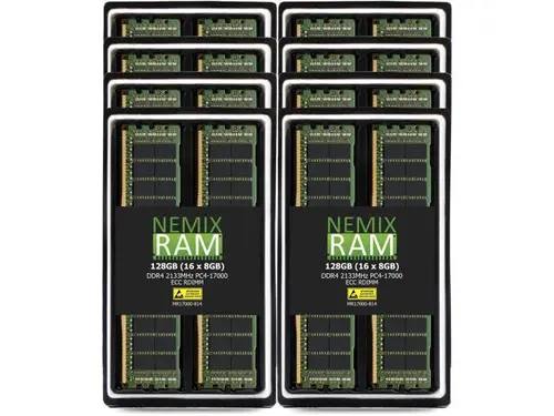 NEMIX RAM 128GB (16X8GB) DDR4 2133MHZ PC4-17000 1Rx4 1.2V 288-PIN ECC RDIMM Registered Server Memory KIT