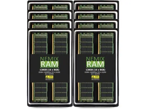 NEMIX RAM 128GB (16X8GB) DDR4 2400MHZ PC4-19200 1Rx8 1.2V 288-PIN ECC RDIMM Registered Server Memory KIT