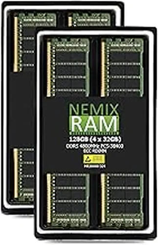 NEMIX RAM NEMIX RAM 128GB (4X32GB) DDR5 4800MHz PC5-38400 2Rx8 1.1V CL40 288-PIN ECC RDIMM Registered Server Memory KIT