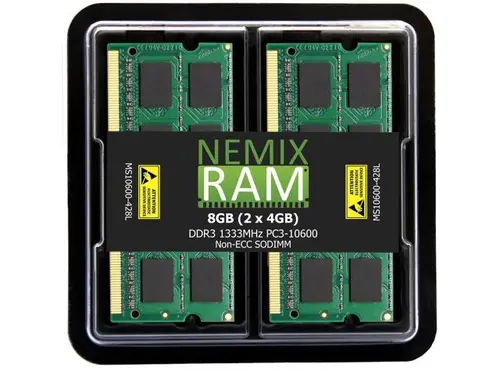 NEMIX RAM 8GB (2X4GB) DDR3 1333MHZ PC3-10600 2Rx8 1.35V 204-PIN Non-ECC SODIMM Laptop PC Memory KIT