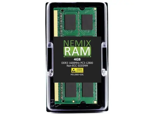 NEMIX RAM 4GB (1X4GB) DDR3 1600MHZ PC3-12800 2Rx8 1.35V 204-PIN Non-ECC SODIMM Laptop PC Memory
