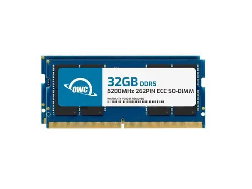 OWC 64GB (2x32GB) DDR5 5200 PC5-41600 CL42 2Rx8 262-pin 1.1V ECC Unbuffered SODIMM Memory RAM Module Upgrade Kit for Select Laptops or All-in-One...