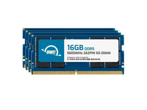 OWC 64GB (4x16GB) DDR5 5600 PC5-44800 CL46 1Rx8 262-pin 1.1V Non-ECC SODIMM Memory RAM Module Upgrade Kit for Select Laptops or All-in-One Systems