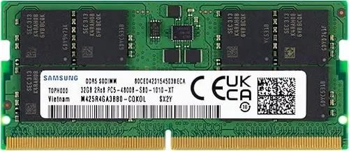 Samsung 32GB DDR5 4800MHz PC5-38400 CL40 SODIMM 2Rx8 Dual Rank 1.1V 262-Pin Laptop RAM Memory M425R4GA3BB0-CQK, 1 Module