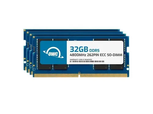 OWC 128GB (4x32GB) DDR5 4800 PC5-38400 CL40 2Rx8 262-pin 1.1V ECC Unbuffered SODIMM Memory RAM Module Upgrade Kit for Select Servers, NAS, Laptops...