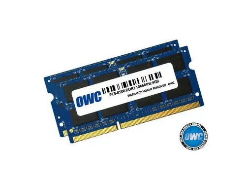 OWC 8GB (2x4GB) PC3-8500 DDR3 1066MHz SODIMM 204 Pin Memory Upgrade Kit for all MacBook Pro 2008/2009/2010 Unibody, all MacBook 13' Unibody, Mac...