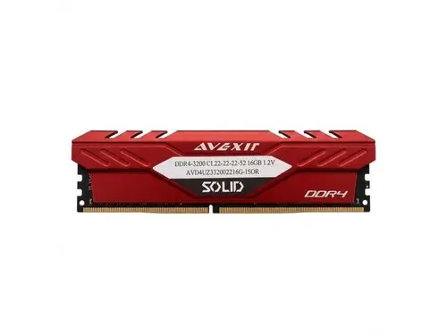 Avexir DDR4 16GB (1x16GB) 3200MHz (PC4-25600) 288-pin CL22 1.2V UDIMM Desktop Memory Module RAM SOLID RED