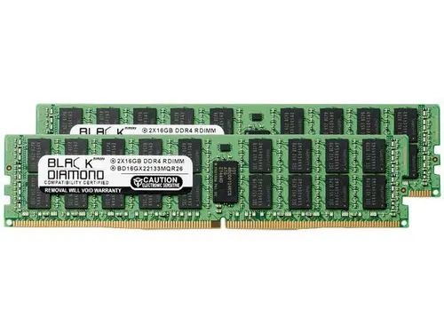 Black Diamond Memory 32GB (2 x 16GB) ECC Registered DDR4 2133 (PC4 17000) Server Memory Model BD16GX22133MQR26
