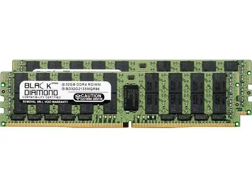Black Diamond Memory 64GB (2 x 32GB) ECC Registered DDR4 2133 (PC4 17000) Server Memory Model BD32GX22133MQR96