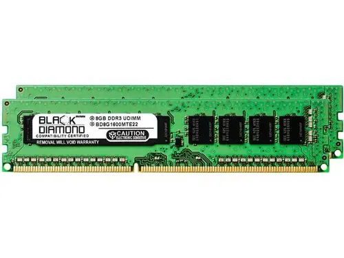 Black Diamond Memory 16GB (2 x 8GB) ECC Unbuffered DDR3 1600 (PC3 12800) Server Memory Model BD8GX21600MTE22